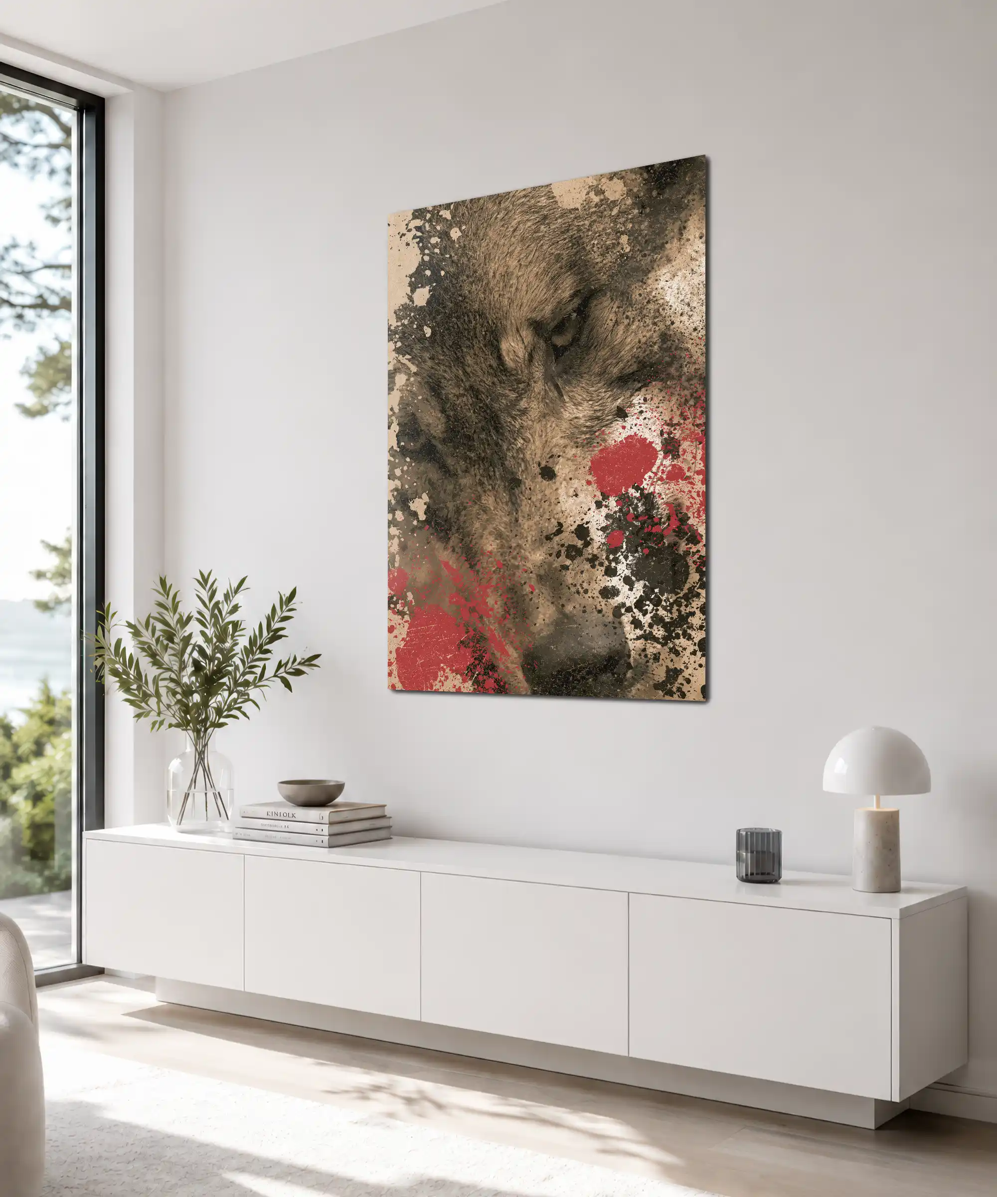 Grizzly Bear Aesthetic Poster 4 painting Angled grizzly bear wall art displayed with earthy dramatic interior styling