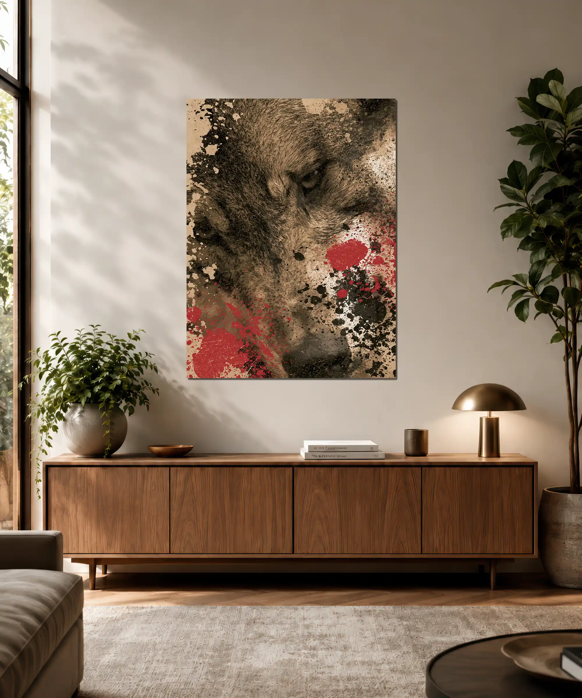 Grizzly Bear Aesthetic Poster 3 painting Grizzly bear wildlife wall art displayed in an interior setting
